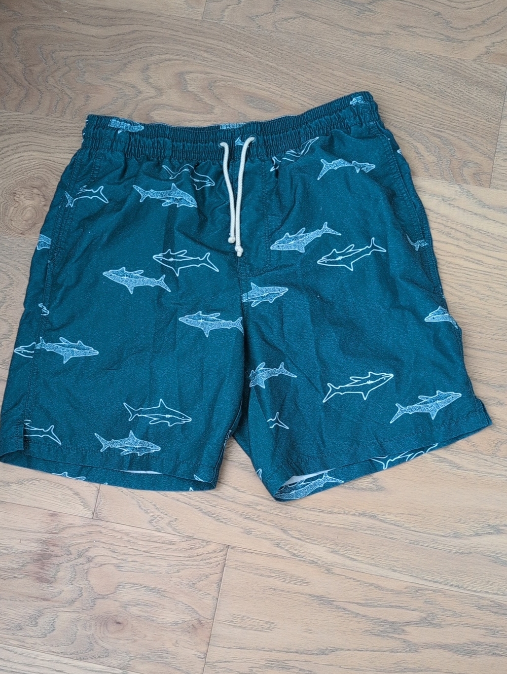 Men's Shark-Print Swim Trunks in Teal M